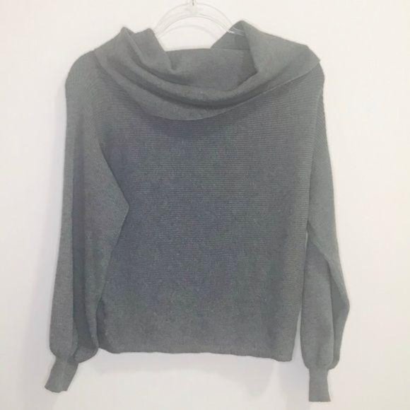 Zara Gray / L /  Cowl Neck Balloon Sleeve Sweater - Picture 2 of 8
